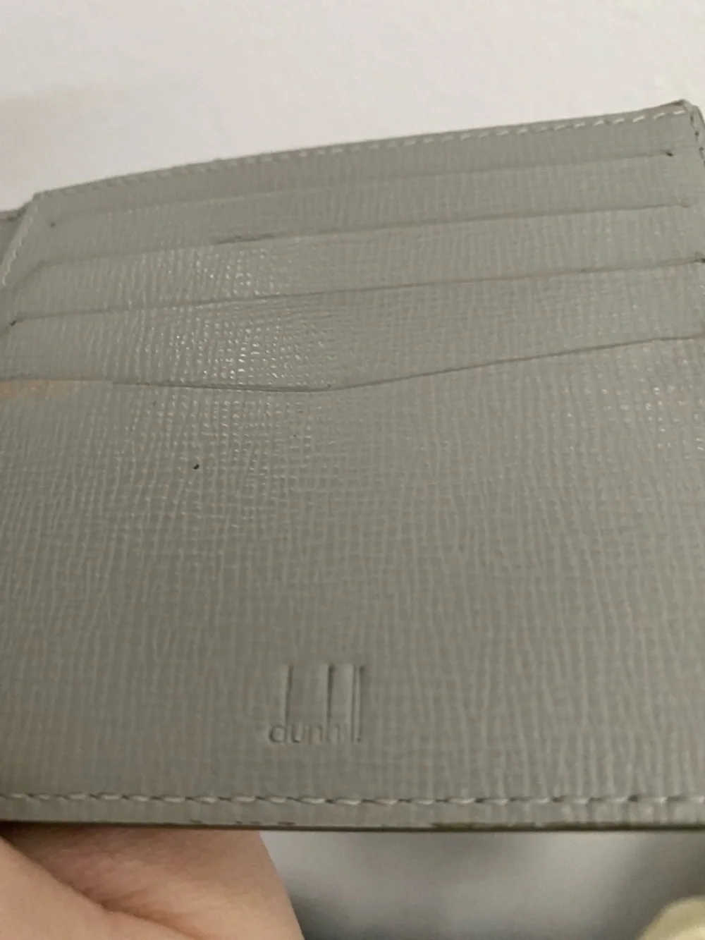 Dunhill Olive Green Leather Bi-Fold Wallet with Silver Monogram